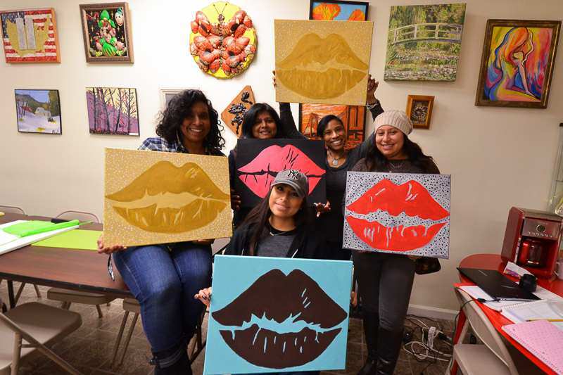 The new girls night out Wine and canvas Art Fun Studio