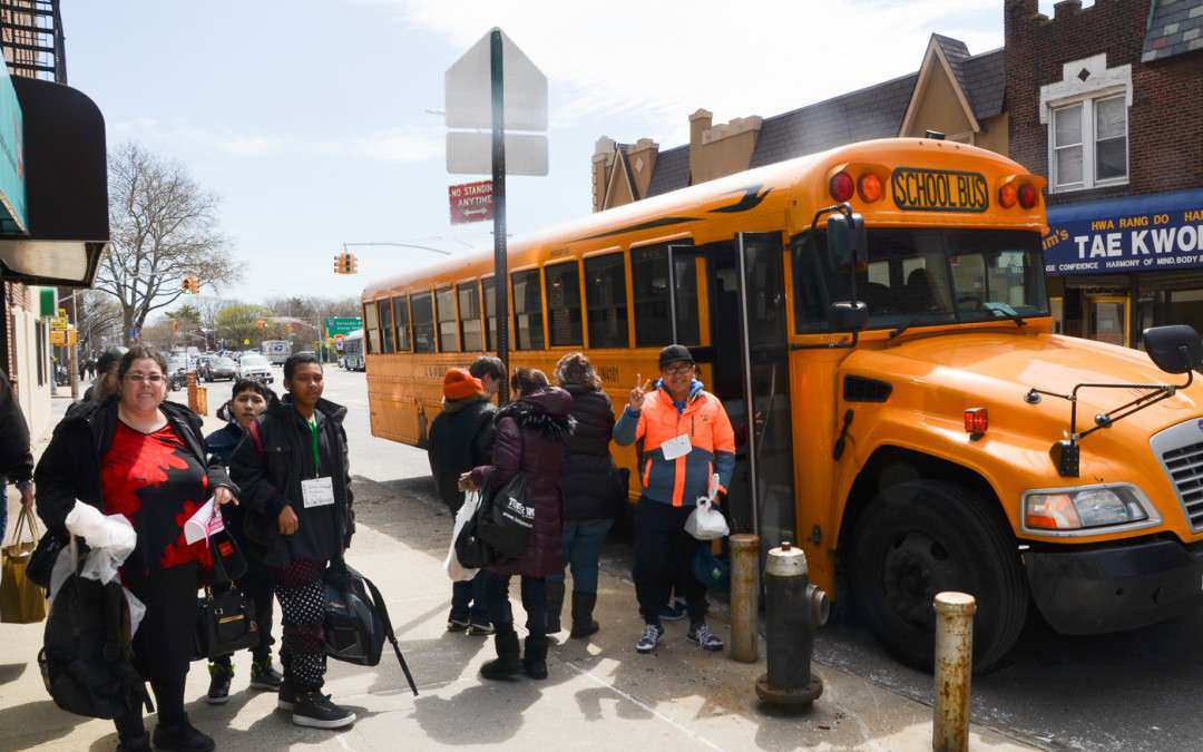 school kids on a trip leaving art fun studio