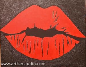 red lips painting for sip and paint event