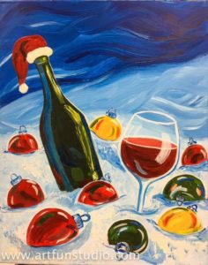 Christmas Holiday Painting with wine