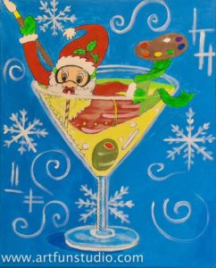 Sip and Paint Santa Claus in a wine glass
