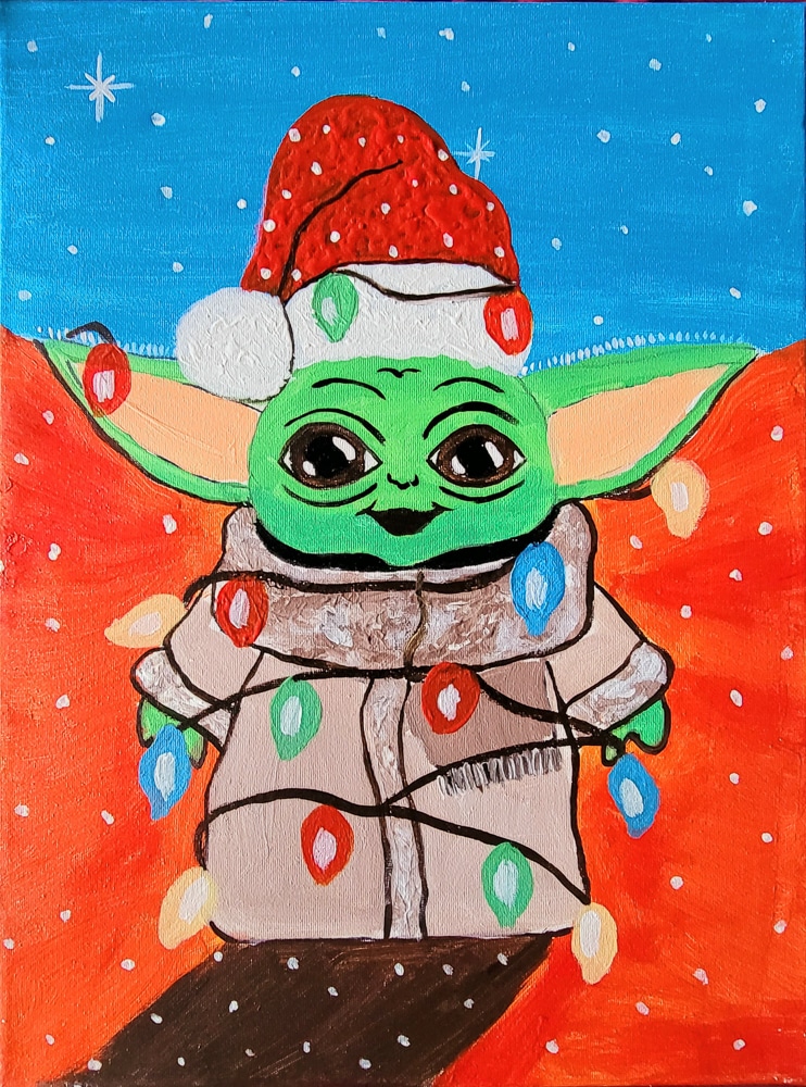 Santa Baby Yoda for Sip and Paint event