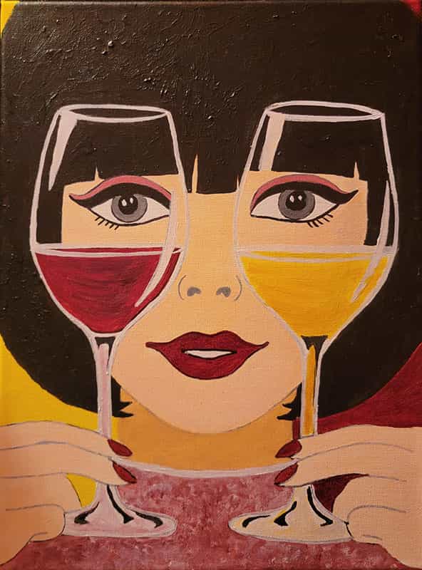 woman with wine glasses