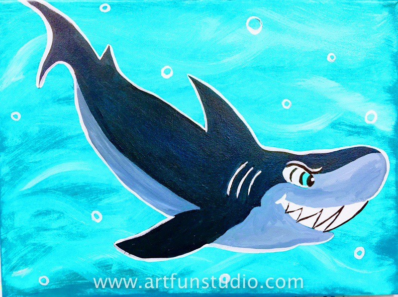 swimming shark painting