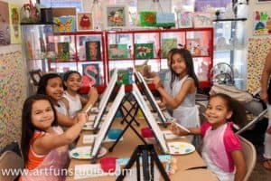 Girls painting during a birthday Party in Bay Ridge