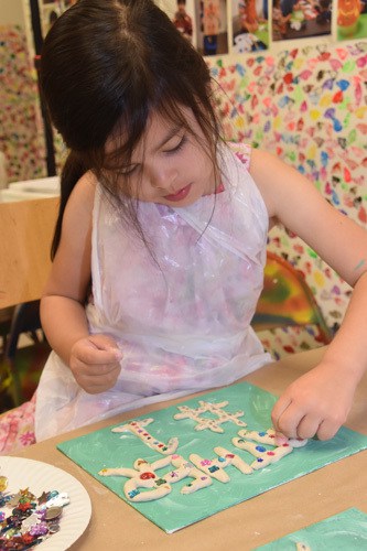 adding crystal for Father's day craft for kids project