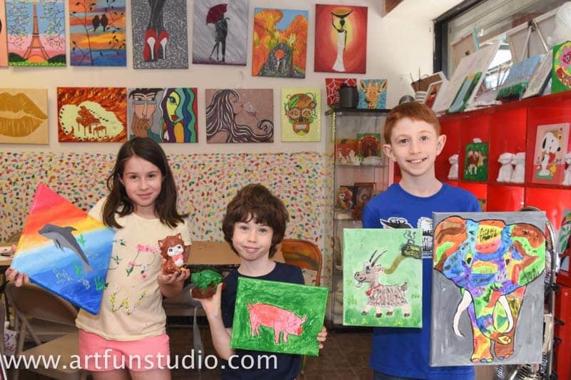 Young artists - painters - show their artworks