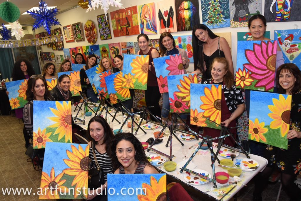 Sunflower painting in our studio
