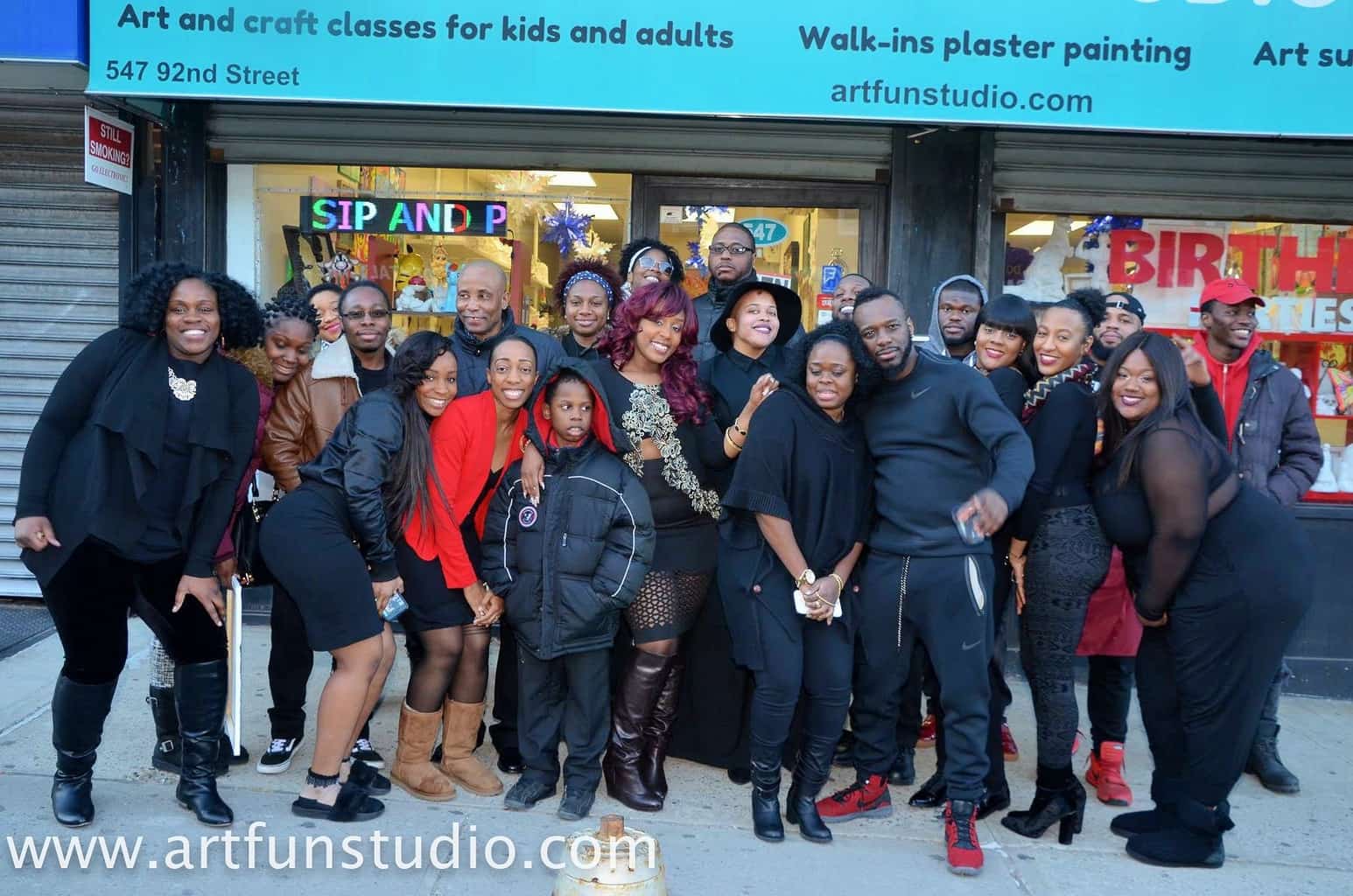 Group of young people in front of Art Fun Studio in Bay Ridge