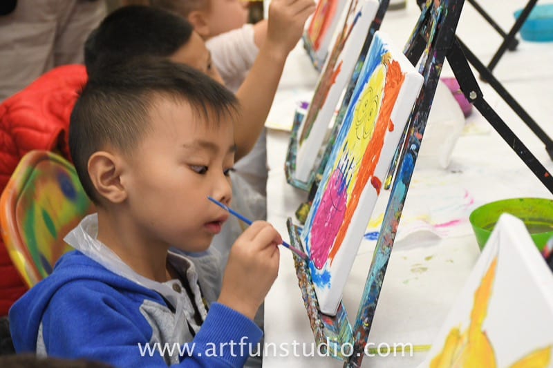 first grade student painting