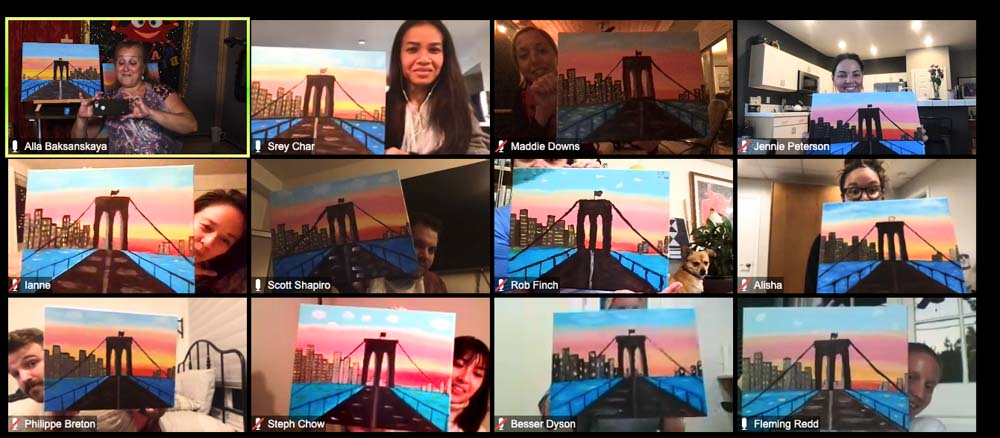 Virtual sip and Paint of Brooklyn Bridge
