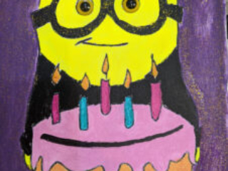 Minion with birthday cake