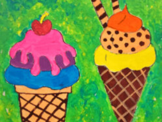 Ice cream cone on a green background