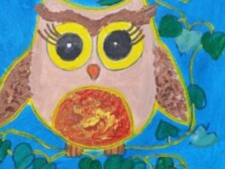 Owl on a blue background