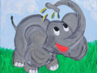 Baby elephant to paint for school trip