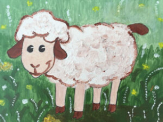Farm animals - sheep painting