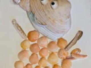 mixed media seashell Pepa Pig