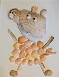 mixed media seashell Pepa Pig