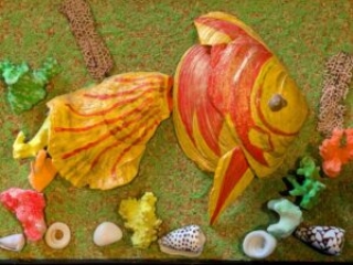 mixed media seashell goldfish