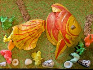 mixed media seashell goldfish