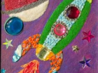 mixed media rocket for kids