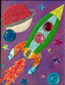mixed media rocket for kids