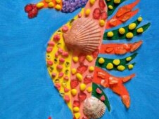 mixed media seahorse