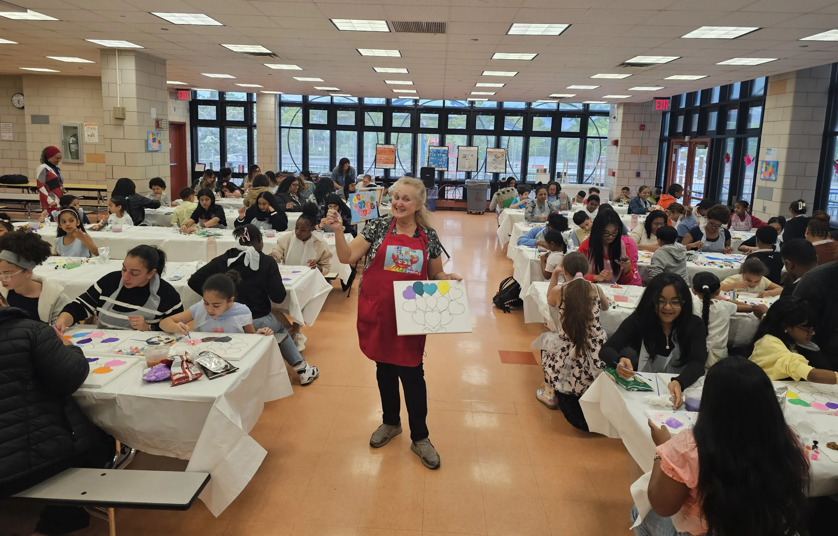 art class at PTA meeting in school